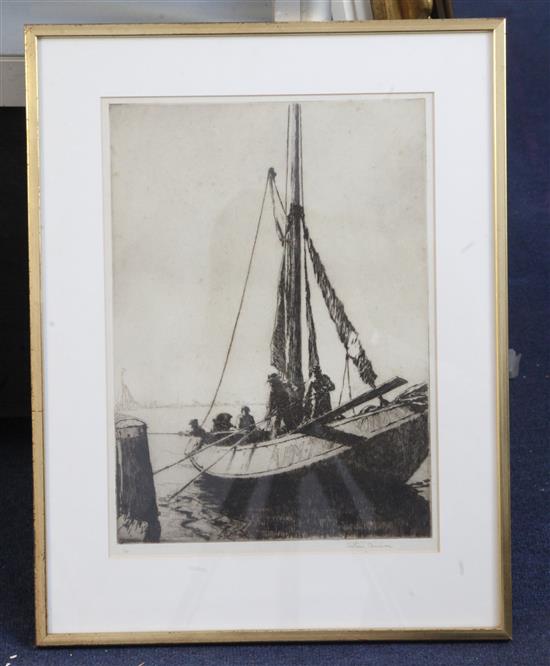 Arthur Briscoe (1873-1943) Dutch Eel Boat 1933 13.75 x 10in.